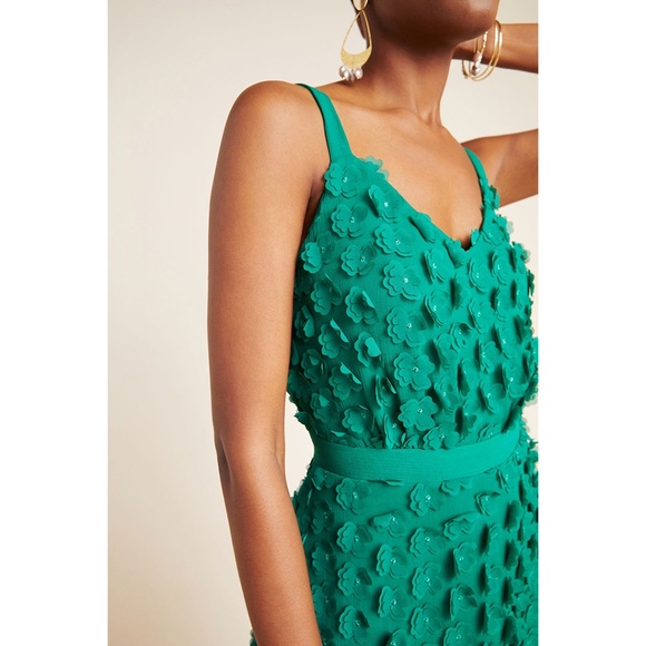 Eva Franco Anthropologie Textured Green Mini Dress - Picture 2 of 4